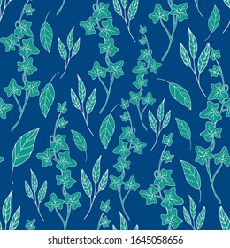 Nahtloses Muster mit minimalistischer Blumenverzierung in trendiger Slyle. 
Für Gewebe, Tagebuch, Telefonzellen, Packpapier, Notebook-Cover. Swatch inbegriffen.