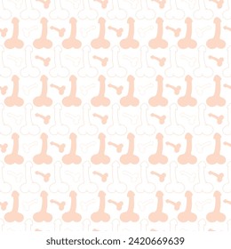 Patrón sin foco de penes minimalistas, pene de doodle rosado que se repite en fondo blanco