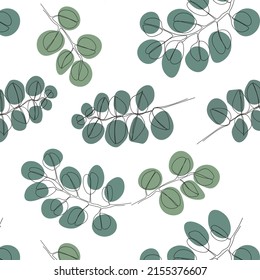 Seamless pattern minimalistic sprigs of eucalyptus. Eucalyptus background. eucalyptus pattern