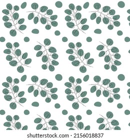 Seamless pattern minimalistic sprigs of eucalyptus. Eucalyptus background. eucalyptus pattern