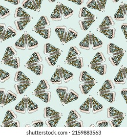 Seamless pattern with mint butterflies. Modern moth texture .Vector modern background