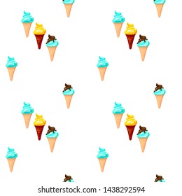 Seamless pattern with mint and chocolate ice cream. Cute baby background for clothes, room birthday decor, t-shirt print, kids wear fashion, baby shower invitation card, wrapping paper