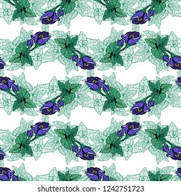 Seamless pattern mint. Mint and viola, vector drawing seamless pattern.