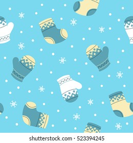 Seamless pattern with mittens and boots. Vector illustration.