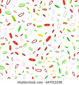 Seamless Pattern mix of fresh sliced vegetable, organic healthy food for cooking background vector illustration