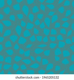 Seamless pattern with mix of green blue leaves on a grey background. Vector.