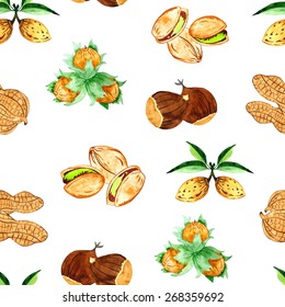 Seamless pattern with mixed nuts