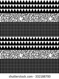 Seamless pattern with mixed retro textures in black and white 1
