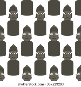 seamless pattern. Moai statue. vector illustration