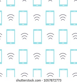 Seamless pattern with mobile phones. Vector illustration