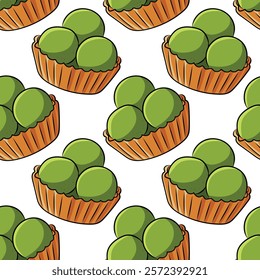 Seamless pattern Mochi, dessert, round, ball, ice cream. Vector