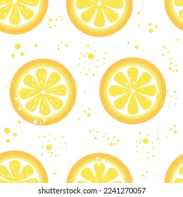 Seamless pattern model with lemon slices and drops.