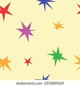  Seamless pattern with modern abstract colorful stars. Birthday, wrapping paper, event, party concept.