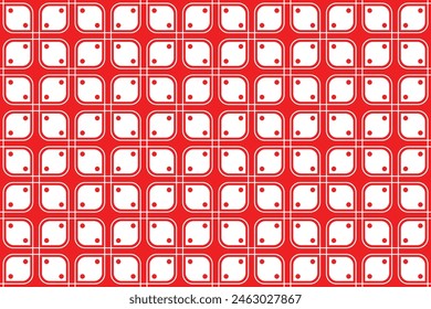 Seamless Pattern of Modern Batik Kawung in Red and White color. Digital printing pattern for textile. Vector illustration of modern batik wallpaper design for fabric print, cover, banner and web.