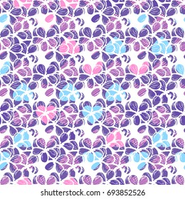 Seamless pattern. Modern Bright design. Abstract flowers hand drawing. Vector illustration.