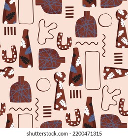 Nahtlose Muster Moderne Keramikvasen , Minimalistische antike Keramik Keramik Keramik für den Innenbereich. Vektorgrafik EPS10 , Design für Mode, Gewebe, Textilien, Tapeten , Umhüllung und alle Drucke 
