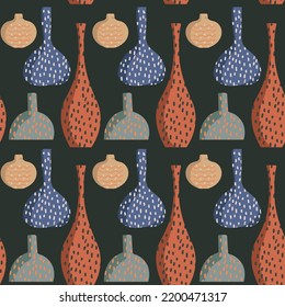 Seamless Pattern Modern ceramic vases shapes , Minimalist antique ceramic pottery for interior. Vector illustration EPS10 ,Design for fashion , fabric, textile, wallpaper , wrapping and all prints 
