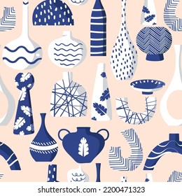 Seamless Pattern Modern ceramic vases Minimalist antique ceramic pottery for interior. Vector illustration EPS10 ,Design for fashion , fabric, textile, wallpaper , wrapping and all prints 
