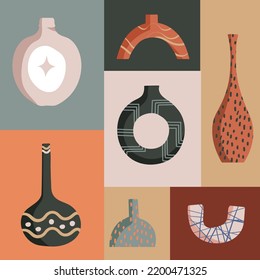 Seamless Pattern Modern ceramic vases , Minimalist antique ceramic pottery for interior. Vector illustration EPS10 ,Design for fashion , fabric, textile, wallpaper , wrapping and all prints 
