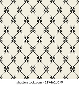 Seamless pattern with modern classic endless ornament. Abstract geometric tiles in baroque style. Vector background.