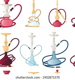 Seamless pattern of modern and classic hookah unhealthy tool for smoking vector illustration