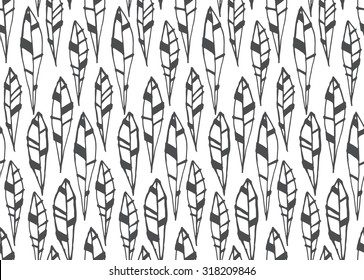 Seamless pattern of modern design black and white tiny leaf silhouette for web, wrap, wallpaper, flyer, banner Vector illustration eps 10