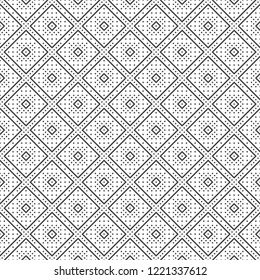 Seamless pattern. Modern elegant texture. Regularly repeating geometrical tiles with small rhombuses, diamonds, crosses, squares. Vector element of graphical design.