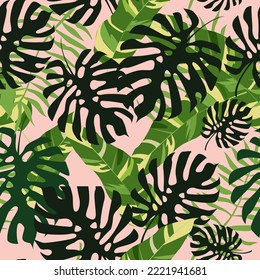  Patrón sin inconvenientes. Frutos de la selva exótica moderna e ilustraciones vectoriales de plantas