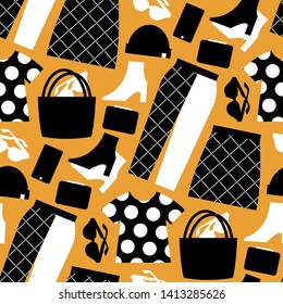 Seamless pattern of modern, fashionable items, things.