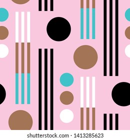 Seamless pattern of modern, fashionable lines and circles.