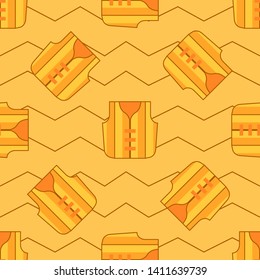 Seamless pattern. Modern flat icons vector collection with shadow effect. Isolated on colored background. Summer texture. Inflatable vest