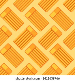 Seamless pattern. Modern flat icons vector collection with shadow effect. Isolated on colored background. Summer texture. Inflatable mattress