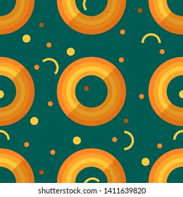 Seamless pattern. Modern flat icons vector collection with shadow effect. Isolated on colored background. Summer texture. Inflatable circle