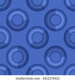 Seamless pattern. Modern flat icons vector collection with shadow effect. Isolated on colored background. Summer texture. Inflatable circle