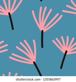 Seamless pattern with modern floral and abstract elements in fresh pastel colors. Abstract brushstroke background, colorful pattern. 