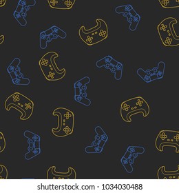 Seamless pattern modern gamepad line. Seamless texture game background