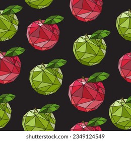 Seamless pattern of Modern geometric apples, line vector illustration