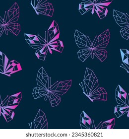 Seamless pattern of Modern geometric butterfly art, line vector illustration