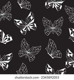 Seamless pattern of Modern geometric butterfly art, line vector illustration