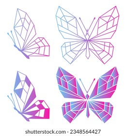 Seamless pattern of Modern geometric butterfly art, line vector illustration