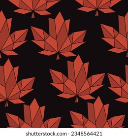 Seamless pattern of Modern geometric leaves art, line vector illustration