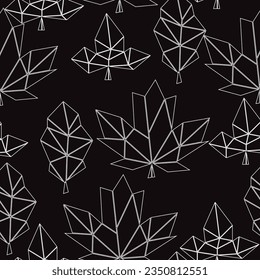 Patrón sin foco de las hojas geométricas modernas, ilustración de vector de línea