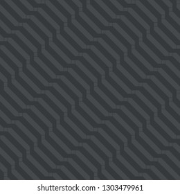 Seamless pattern. Modern geometrical texture. Regularly repeating diagonal curved stripes with hexagons, squares. Vector element of graphical design