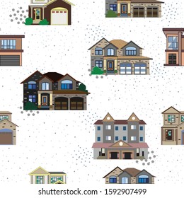 Seamless pattern Modern houses. vector Illustration