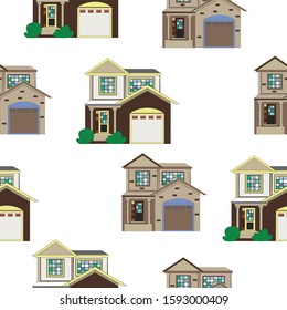 Seamless Pattern with Modern houses. vector Illustration