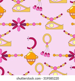 Seamless pattern with modern jewelry in egypt style.