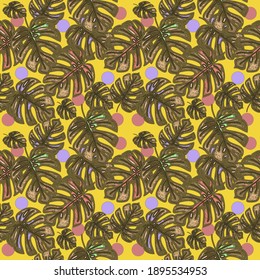 Un patrón sin fisuras con hojas de monstera modernas para textiles, papel de envoltura, papel pintado. Vector, EPS10