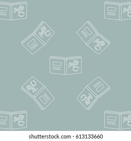 Seamless pattern with modern outline decorative books. Vector monochrome texture. Background for brochure, package or screen Design