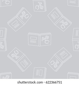 Seamless pattern with modern outline decorative books. Vector monochrome texture. Background for brochure, package or screen Design