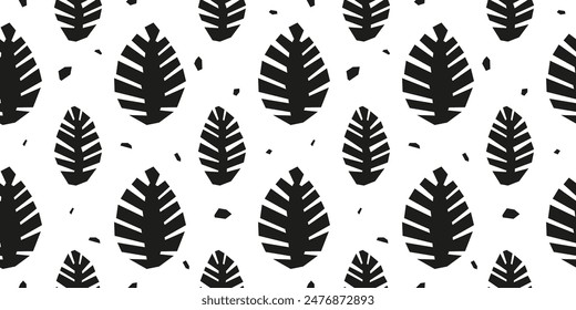 Seamless pattern with modern paper cut exotic jungle leaves. Background with palm leaves.